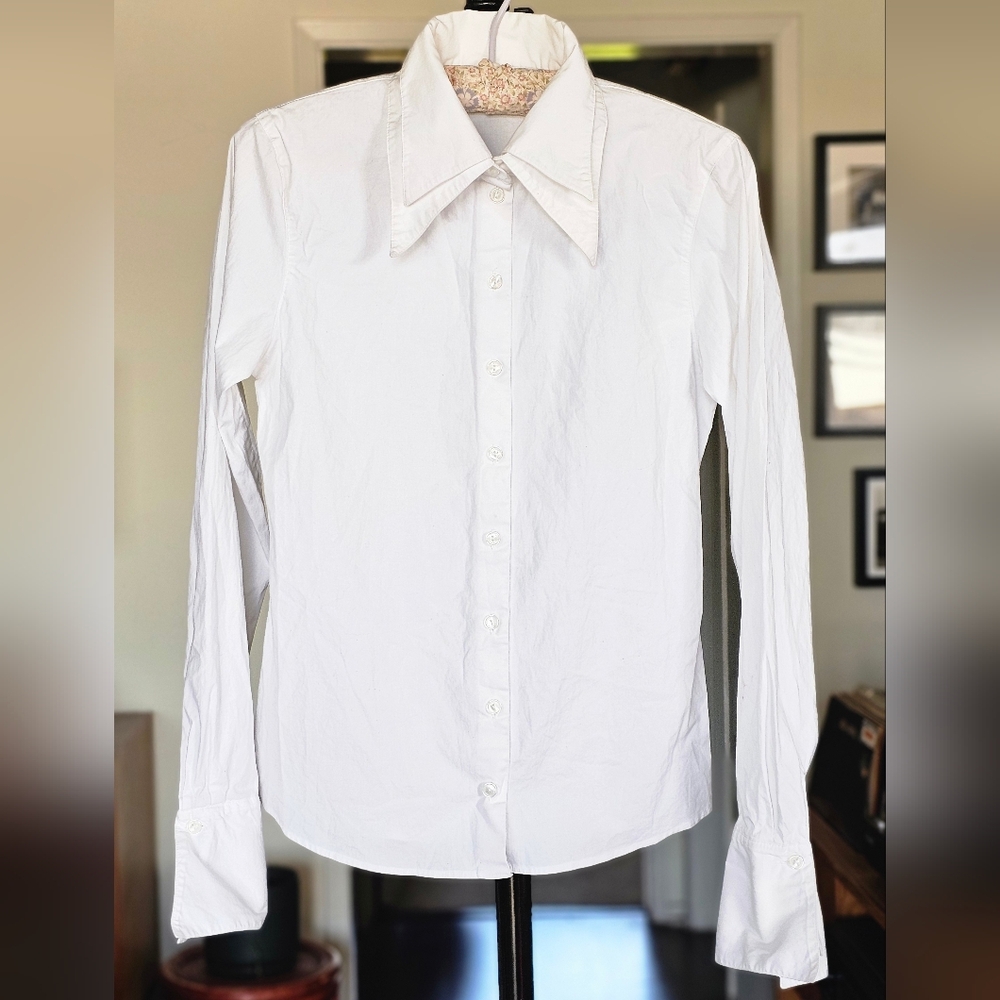 Anne Fontaine White Double Collar Button Down Shirt
